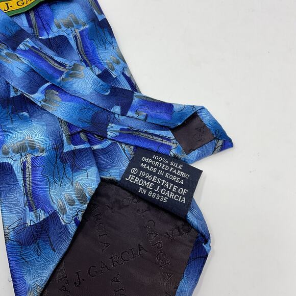 Vintage 1996 J Garcia Men 100% Silk Tie Carousel Collection 14 abstract tie Blue - Picture 5 of 6